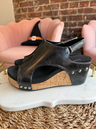 Carley Wedges | Black Crackle