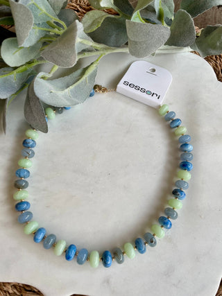 Blue Swirl Marble Bead Necklace