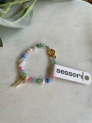 Confetti Crush Coquette Bead Pearl Toggle Bracelet