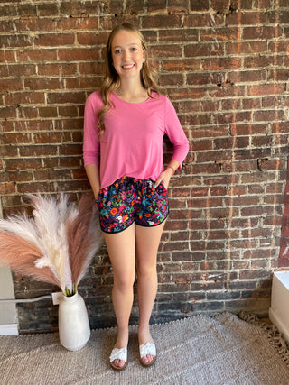 Fiesta Time Floral Drawstring Everyday Shorts