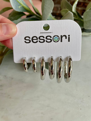 Lightweight Silver Hoop Set