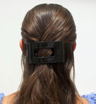 Jet Black Medium Flat Rectangle Hair Clip