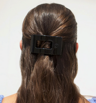 Jet Black Small Flat Rectangle Hair Clip