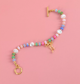 Confetti Crush Coquette Bead Pearl Toggle Bracelet