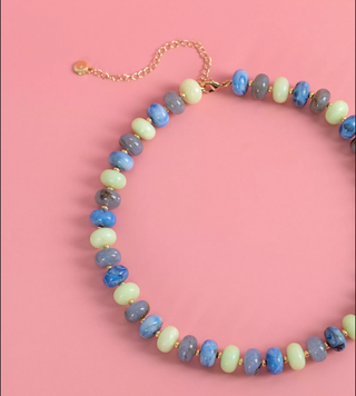 Blue Swirl Marble Bead Necklace