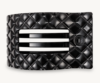 Jet Black Quilted Small Flat Rectangle Hair Clip