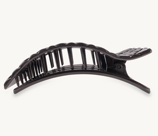 Jet Black Quilted Medium Flat Rectangle Hair Clip