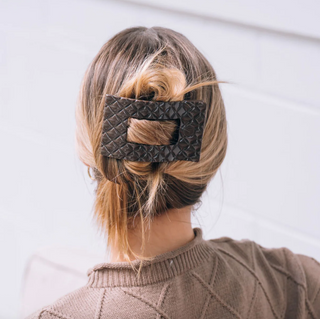 Truly Taupe Quilted Large Flat Rectangle Hair Clip