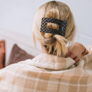 Truly Taupe Quilted Medium Flat Rectangle Hair Clip