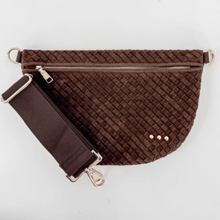 Suede Westlyn Woven Bum Bag | Chocolate