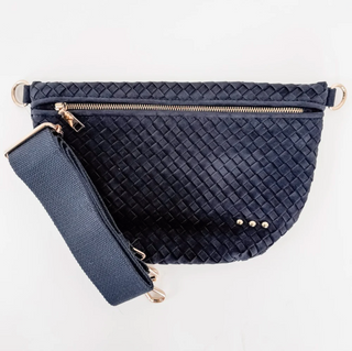 Suede Westlyn Woven Bum Bag | Navy