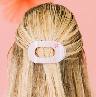 Pink Ribbon Power Small Flat Round Hair Clip