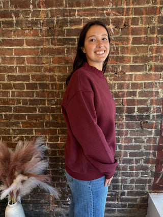 Ryder Mock Neck Sweatshirt | Wine
