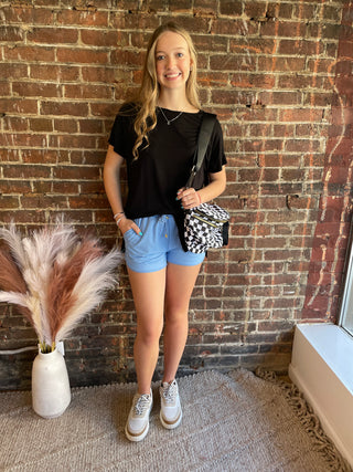 Solid Dusty Blue Everyday Shorts
