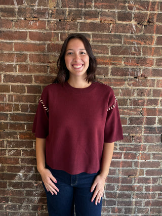 Caroline Sweater Top | Burgundy