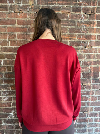 Merry Plaid Patch Luxe Pullover