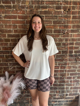 Chocolate Checkered Biker Shorts