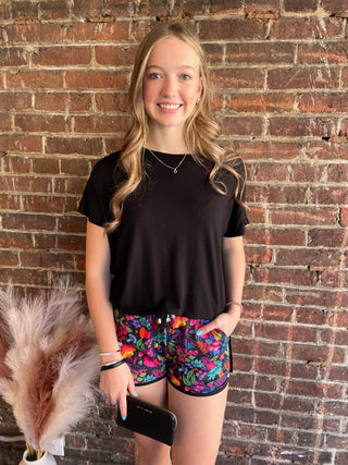 Fiesta Time Floral Drawstring Everyday Shorts