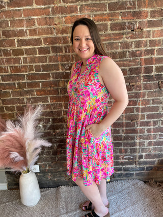 Beth Tiered Dress | Hot Pink
