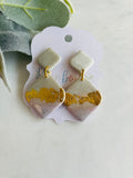 Gold & Pink Diamond Shaped Earrings