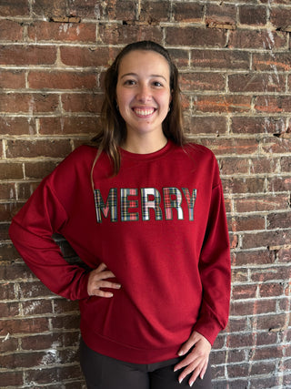 Merry Plaid Patch Luxe Pullover