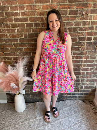 Beth Tiered Dress | Hot Pink