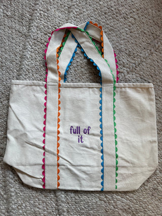 Bright Side Colorful Ric Rac Trim Tote