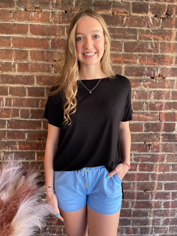 Solid Dusty Blue Everyday Shorts