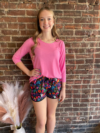 Fiesta Time Floral Drawstring Everyday Shorts