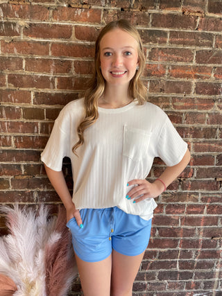Solid Dusty Blue Everyday Shorts