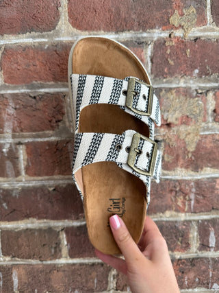 Rumor Has it Sandals | Black Natural Stripe