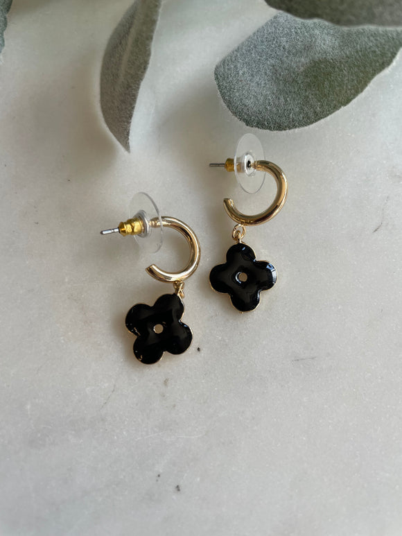 Black Flower Earrings