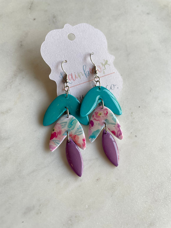 Floral 3-Tiered Dangle Earrings