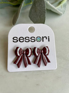 Touch of Cheer Football Bow Earrings