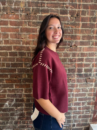 Caroline Sweater Top | Burgundy