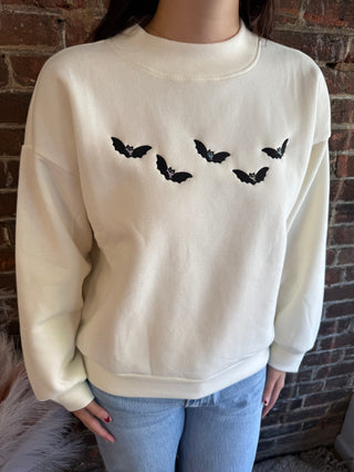 Bats Mock Neck Pullover