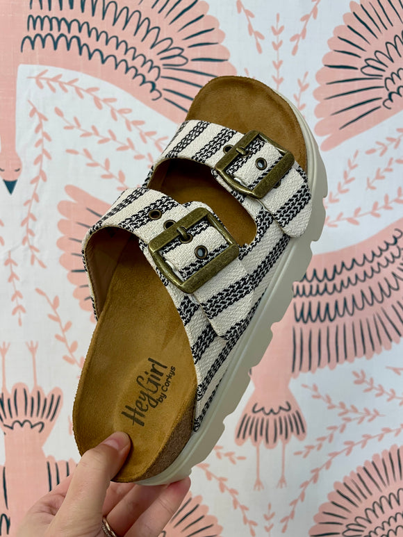 Rumor Has it Sandals | Black Natural Stripe