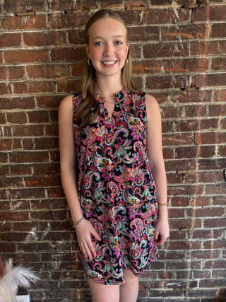 Lizzy Tank Dress | Black Paisley