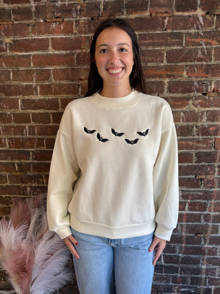Bats Mock Neck Pullover