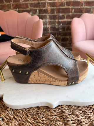Corkys Carley Wedges in espresso crackle 