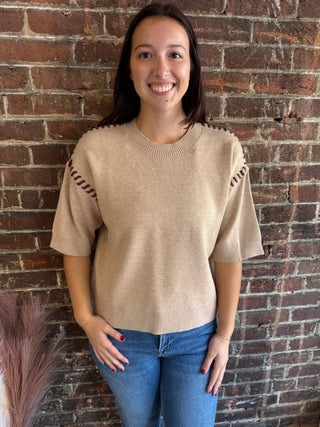 Caroline Sweater Top | Oatmeal