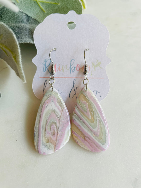 Pink & Green Elongated Earrings