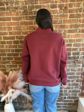 Ryder Mock Neck Sweatshirt | Wine