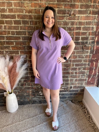 Ezra Textured Zipper Dress | Lavender