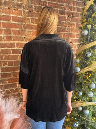 Prim Button Up Velvet Top
