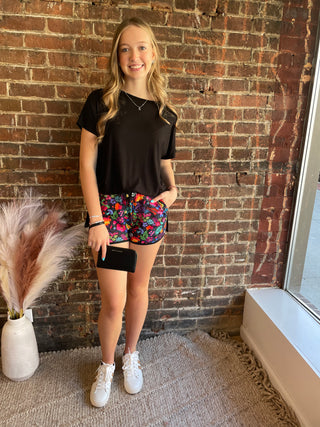 Fiesta Time Floral Drawstring Everyday Shorts