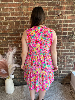 Beth Tiered Dress | Hot Pink