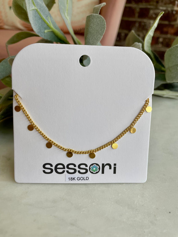 Station Disc Charm Adjustable Necklace