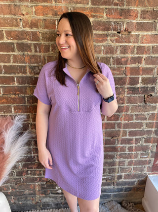 Ezra Textured Zipper Dress | Lavender