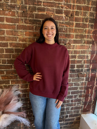 Ryder Mock Neck Sweatshirt | Wine